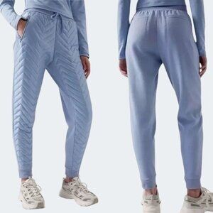 Athleta Womens Apres Ski Down Quilted Jogger Pants Heron Blue Drawstring 12P